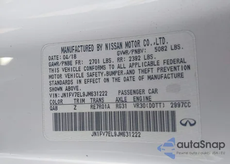 2018 Infiniti Q60 3.0T Red Sport 400 from USA, damaged, VIN JN1FV7EL9JM631222